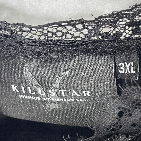 Killstar Dottie Dottie Velvet Too Black Size 3X Lace Trim Witchy Goth Crop Top - Picture 3 of 8